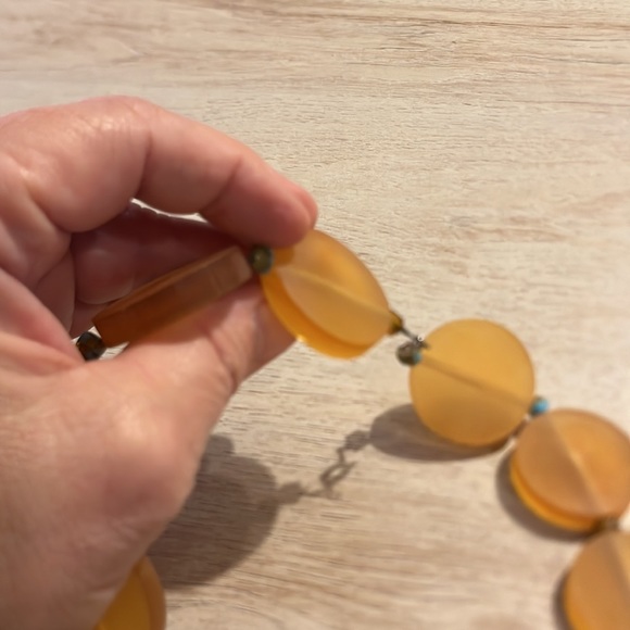 Vintage Root Beer Lucite Bead Necklace discs choker glass 70s - Picture 3 of 6